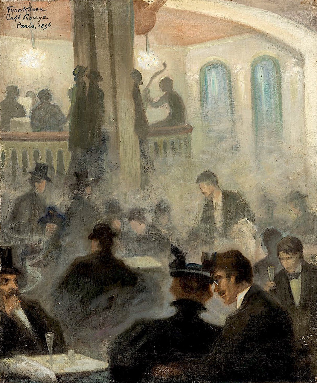 Tyra Kleen 1874 1951 Café Rouge1896 olja på duk